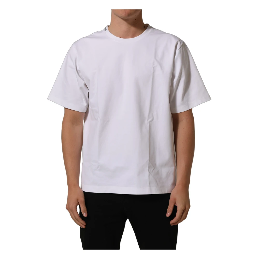 Dolce & Gabbana White T-Shirts, Male, Xl, Crew Neck T-Shirt