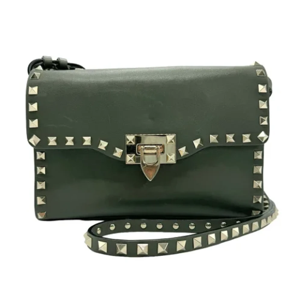 Valentino Vintage Pre-owned Leather shoulder-bags Green Dames