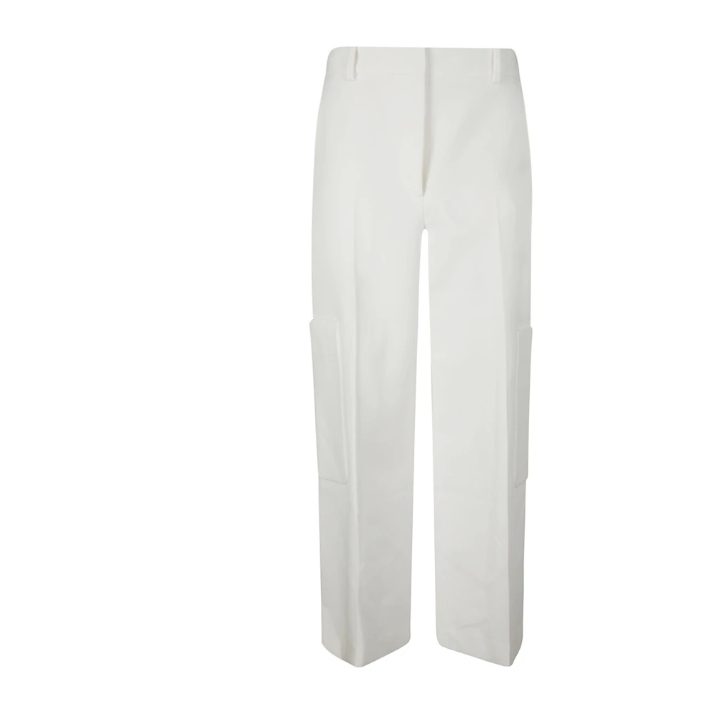 Khaite Klassieke Viscose Broek met Zakken White Dames