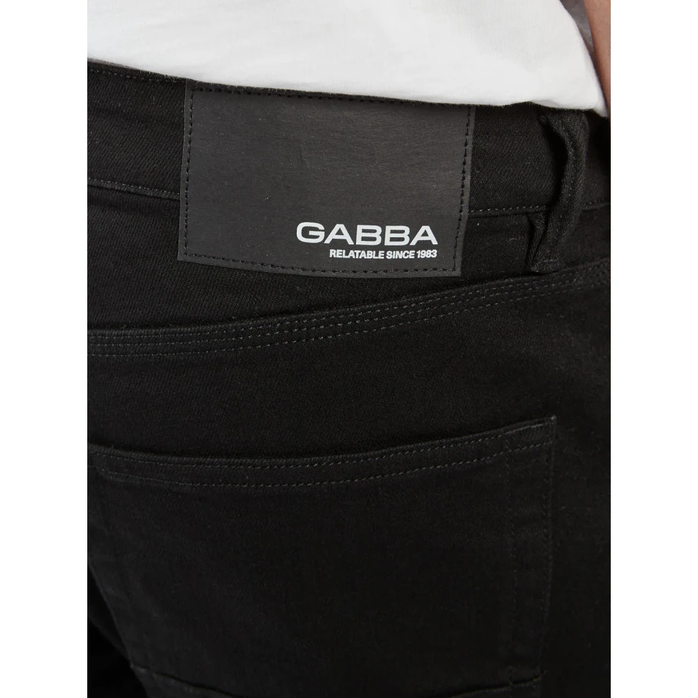 Gabba Losse Tapered Zwarte Jeans met Vijf Zakken Black Heren