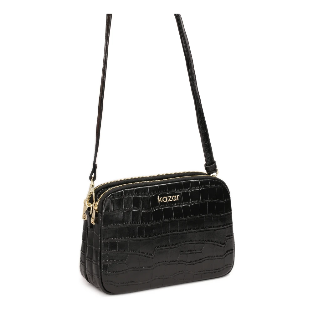 Kazar Klassieke zwarte krokodillenleren handtas Black Dames