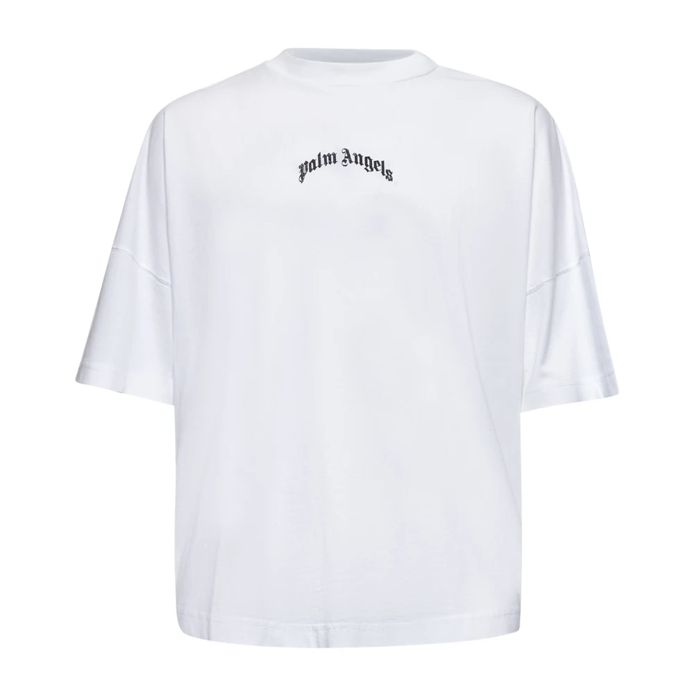 Palm Angels Contrasterende Logo Print Wit T-shirt White Heren