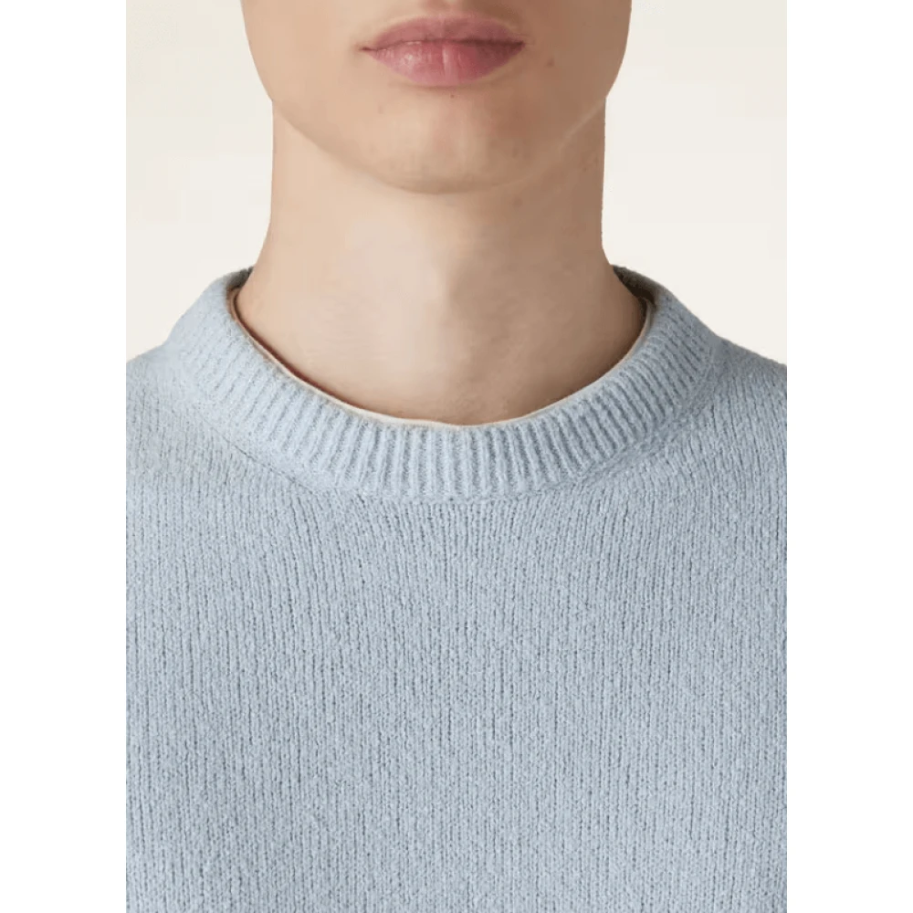 Loro Piana Zijden Crewneck Trui Zachte Esthetiek Blue Heren