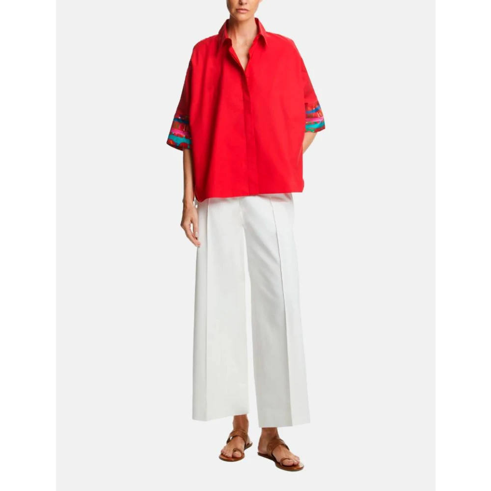 Carolina Herrera Tukisimo Oversized Shirt Katoen Zijde Red Dames