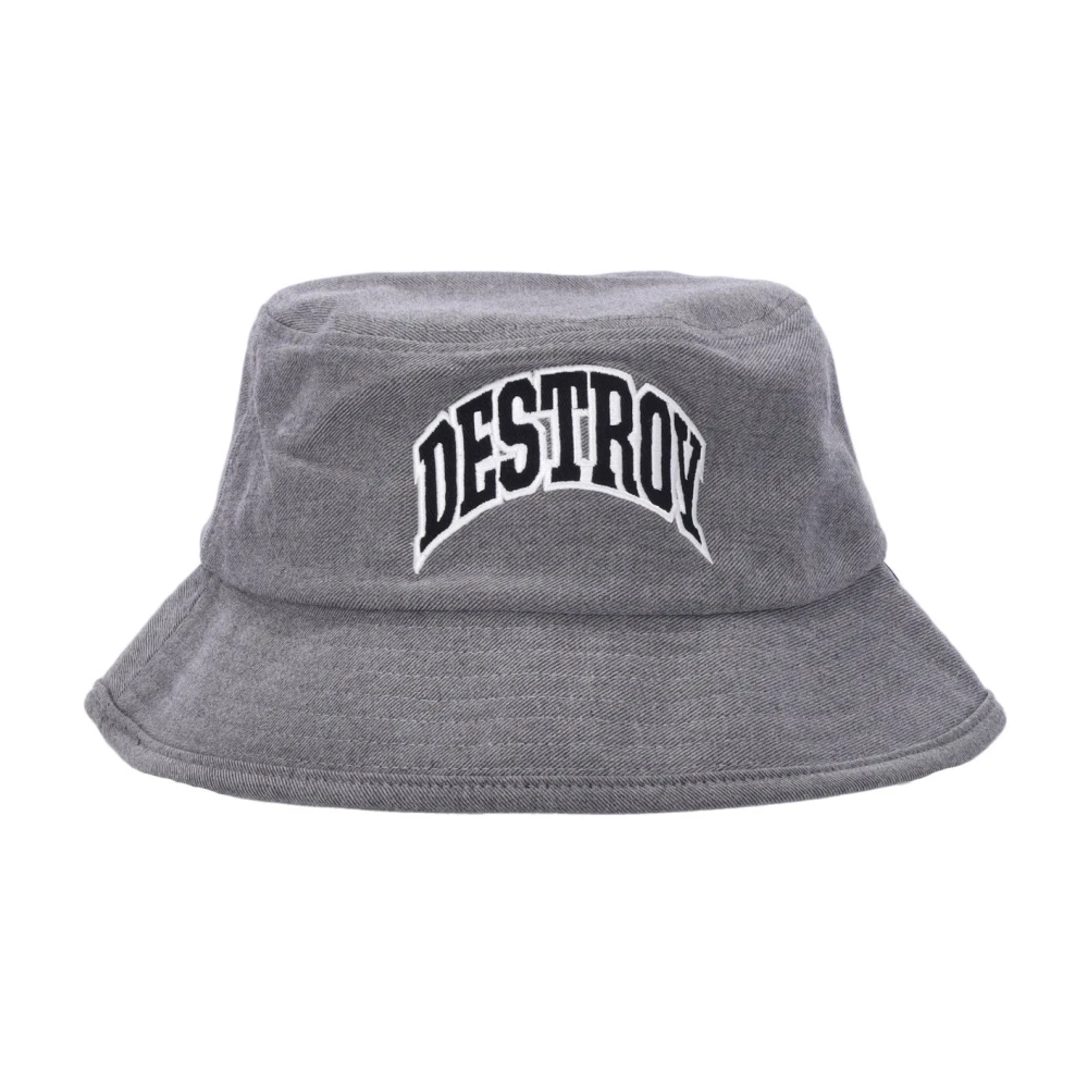 HUF Geborduurde Logo Bucket Hat Grijs Gray Heren
