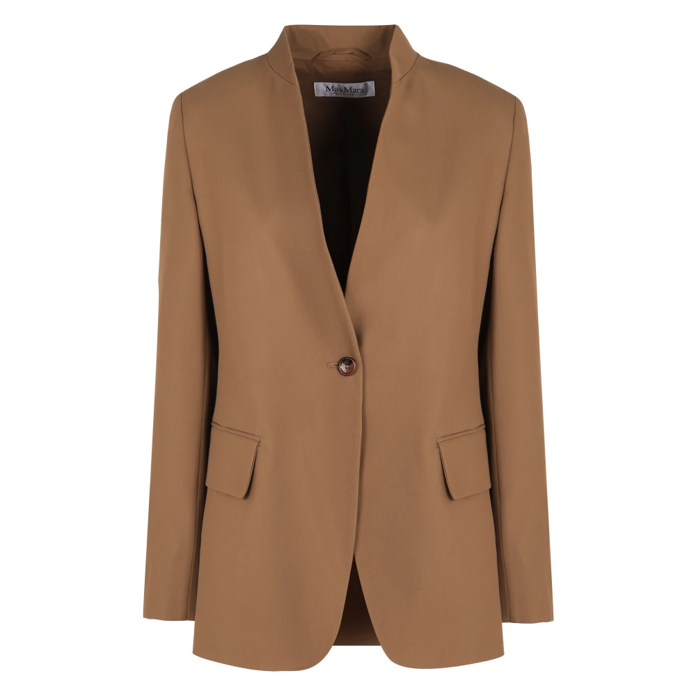 Max Mara Women's Brown Cotton Single-Breasted Jacket With Flap Pockets