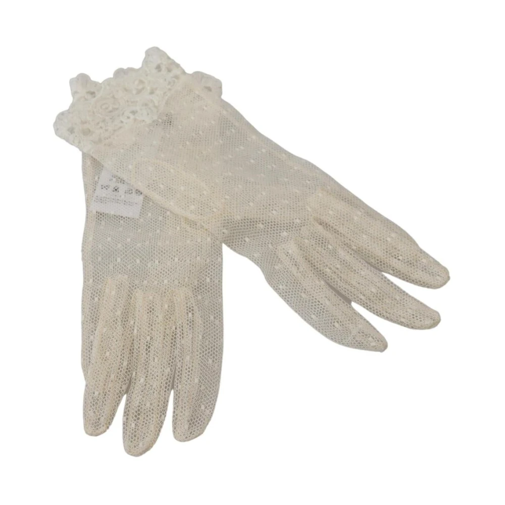 Dolce & Gabbana Luxe Logo Polslengte Handschoenen White Dames