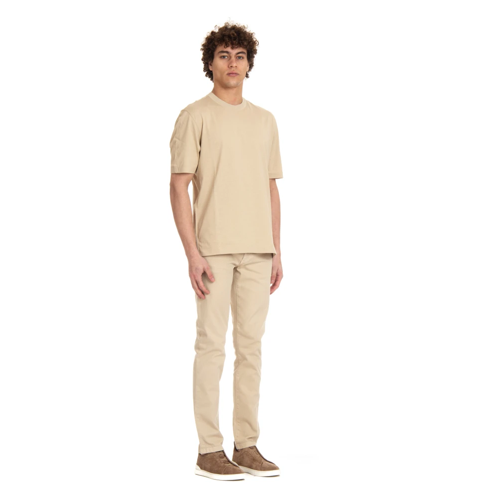 Ermenegildo Zegna Beige Katoenen T-shirt met Zijgleuven Beige Heren