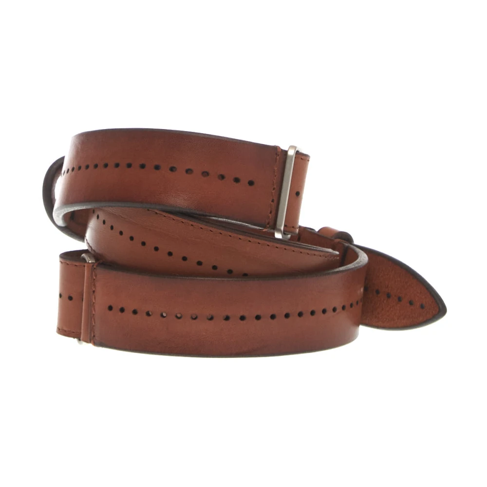 Orciani Leren Riem zonder gesp en gaten Brown Heren