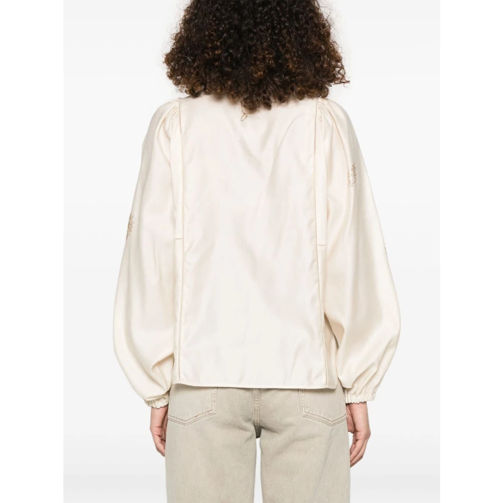 Max Mara Witte Shirt met Kristalversiering White Dames