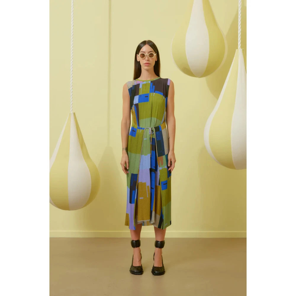 Henrik Vibskov Plisse Jurk Boxen Overlap Paars Multicolor Dames