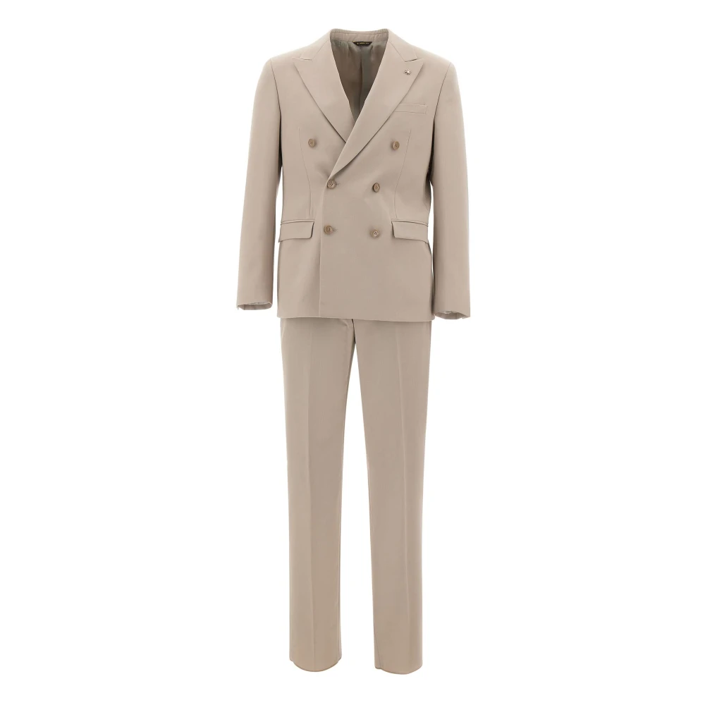 Manuel Ritz Beige Double Breasted Suits, Male, L, Double-Breasted Suit