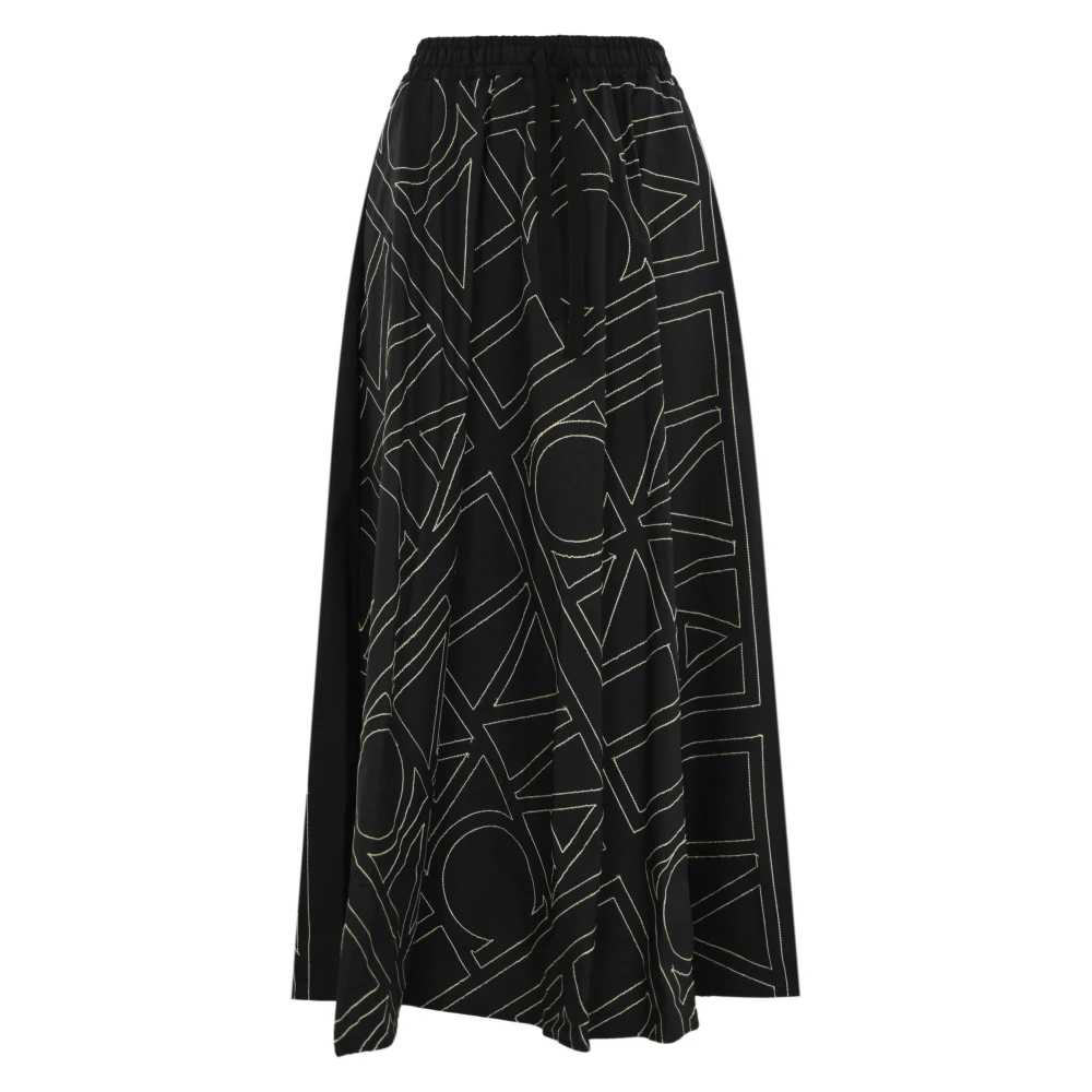 Liviana Conti Katoenen Popeline Geplooide Taille Rok Black Dames