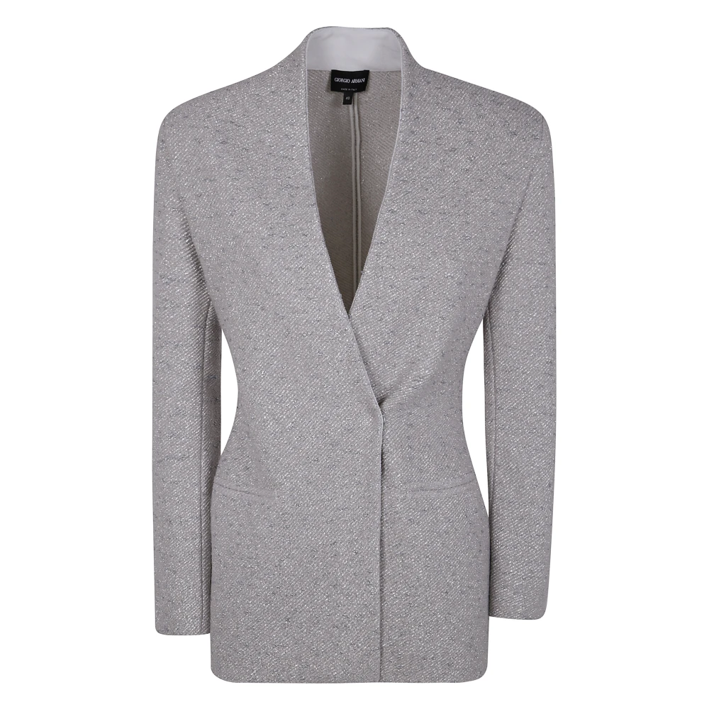 Giorgio Armani Gestructureerde Geweven Jas Gray Dames