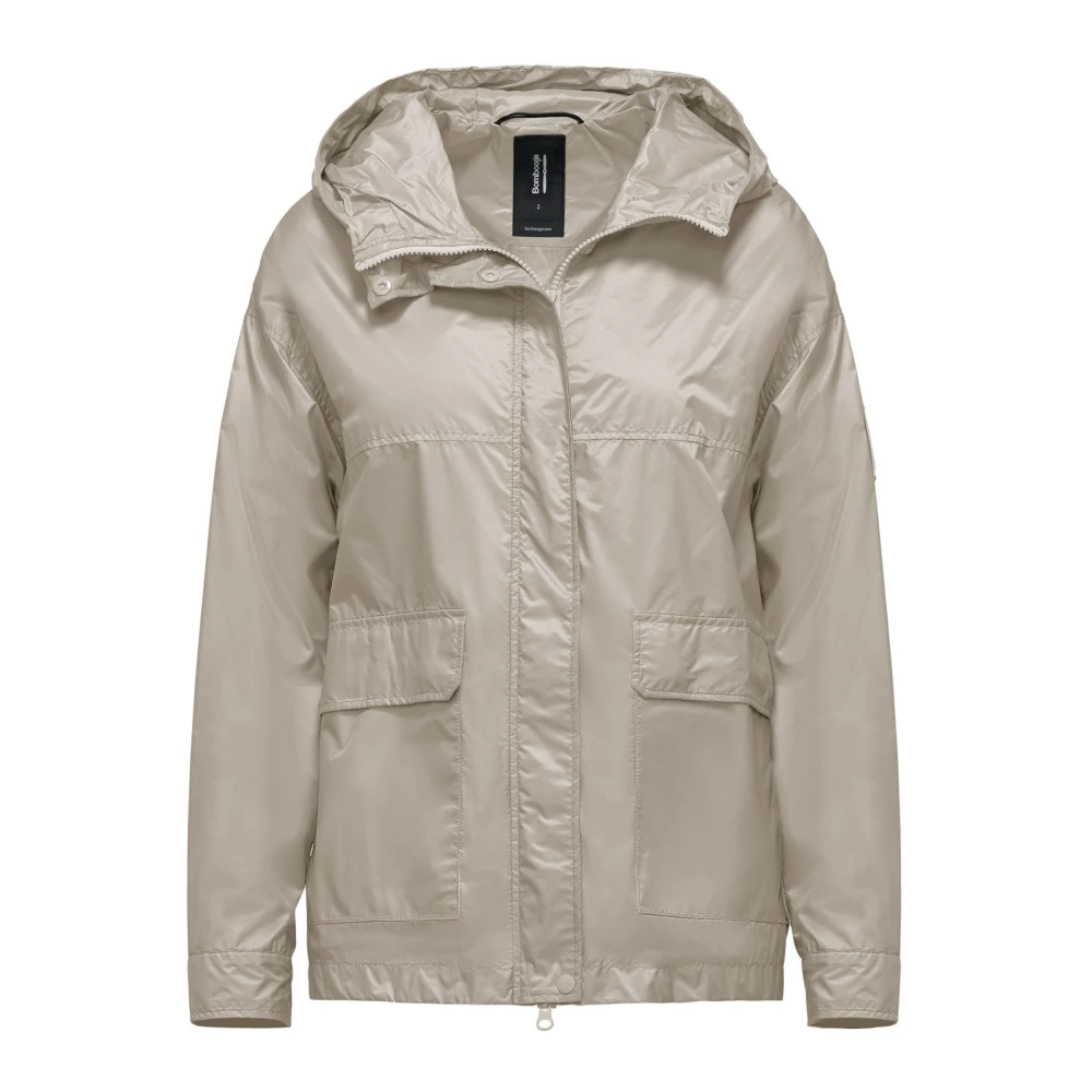 BomBoogie Glanzende Nylon Korte Parka Gray Dames