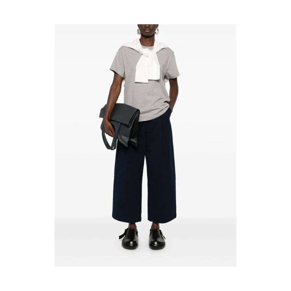 Studio Nicholson Blauwe Katoenen Twill Hoge Taille Broek Blue Dames