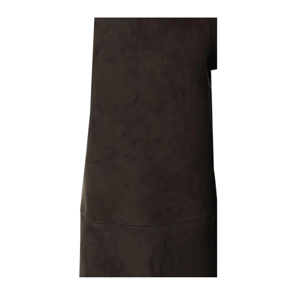 Arma Leren wijde pijp broek met suède Brown Dames
