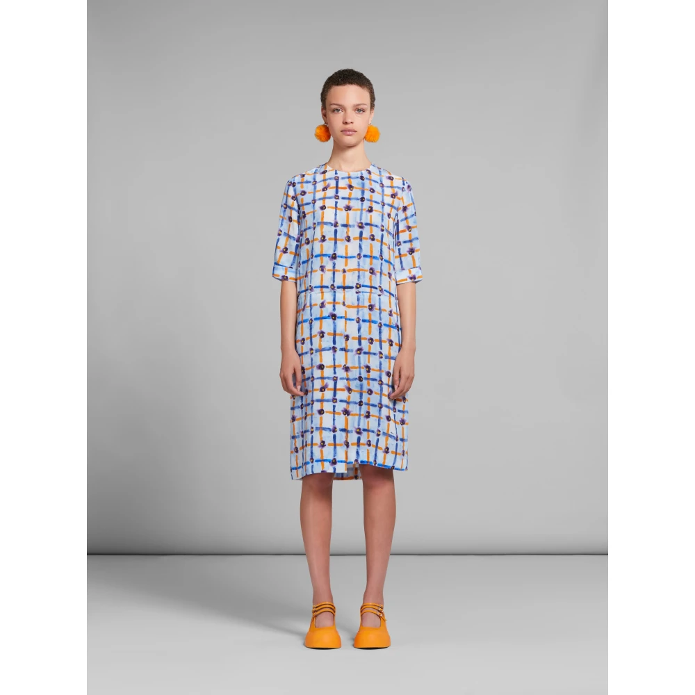 Marni Cr de chine shiftjurk met saraband-print Multicolor Dames
