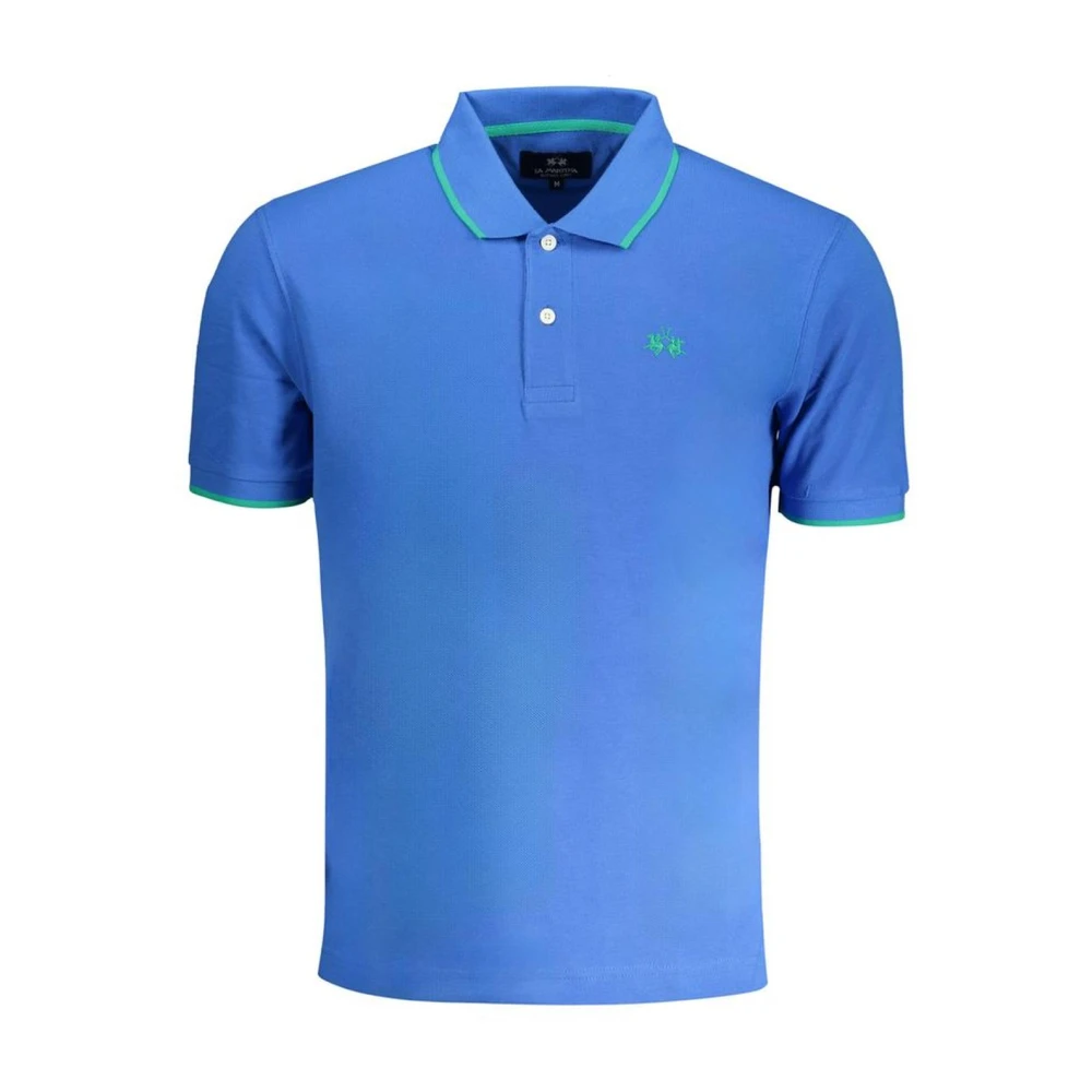 La Martina Men's Blue Polo Shirts,, Cotton Polo Shirt With Logo 2XL
