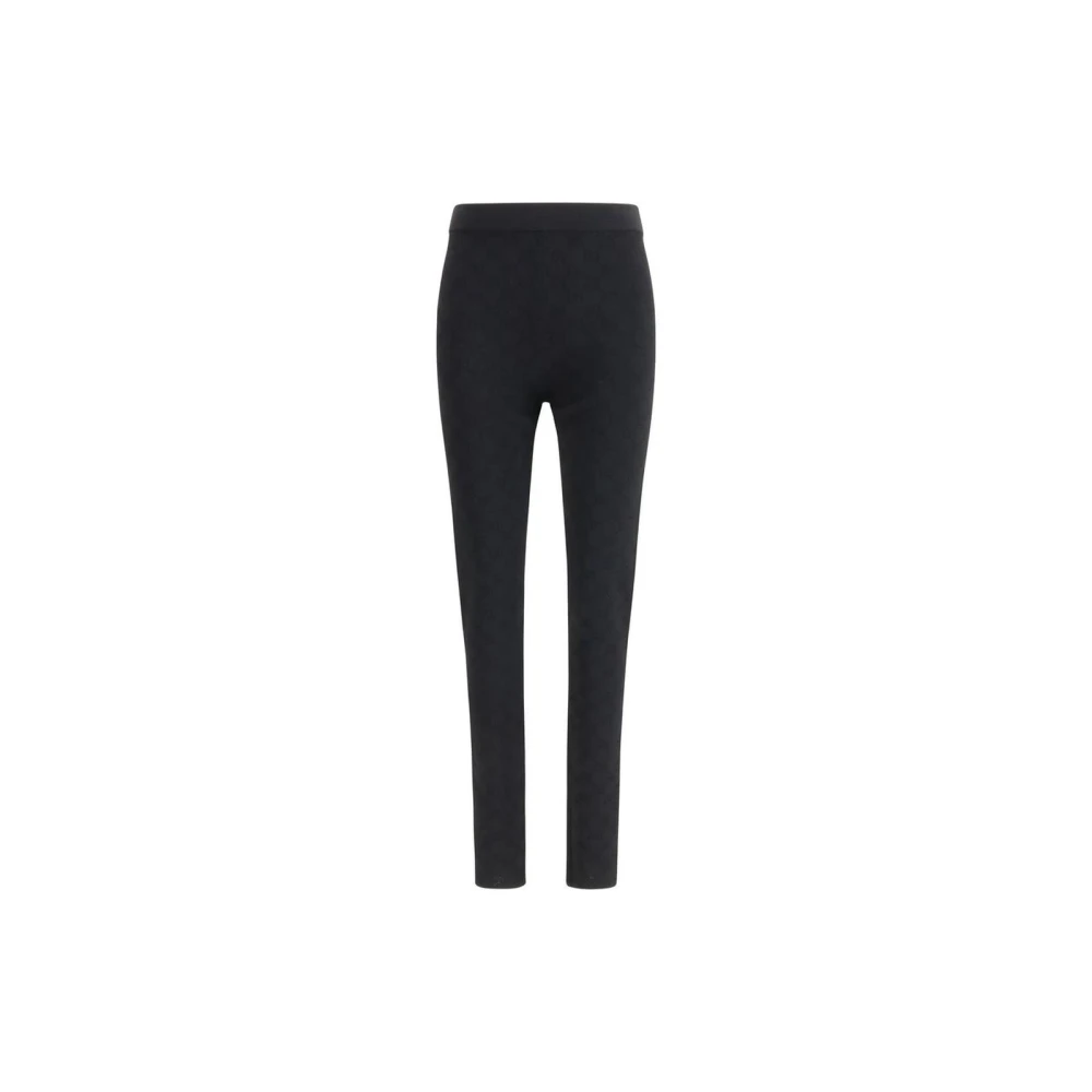 Gucci Women's Black Elastic Gg Jacquard Leggings