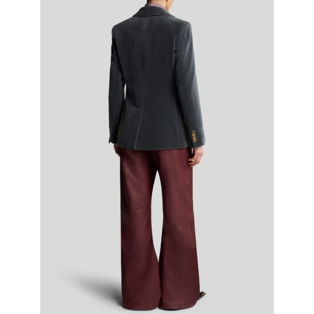 ETRO Dubbelbreasted fluwelen katoenen jas met metalen knopen Black Dames
