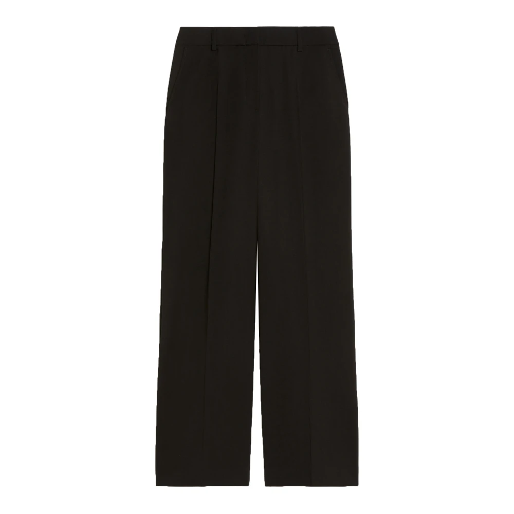 Max Mara Weekend Zwarte Palazzo Wollen Broek Black Dames