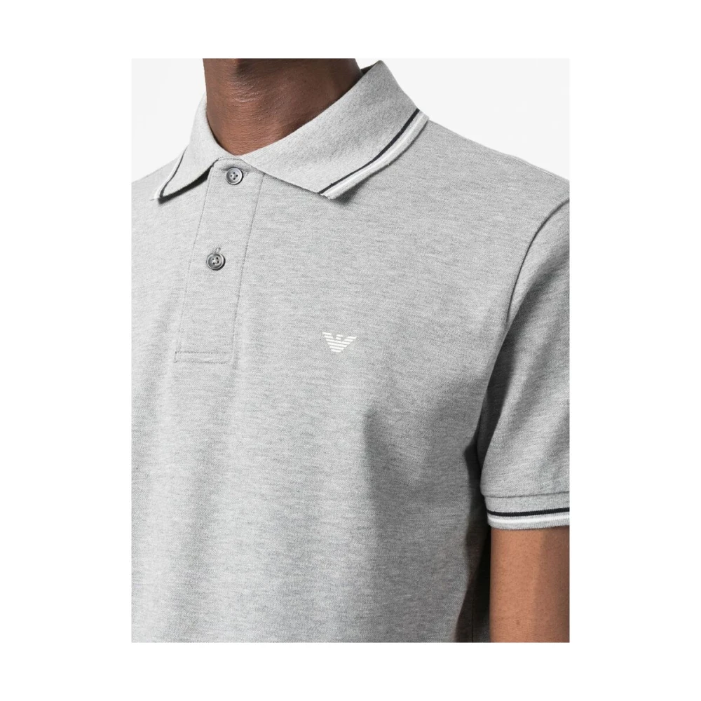 Emporio Armani Logo-Print Polo Shirt Gray Heren