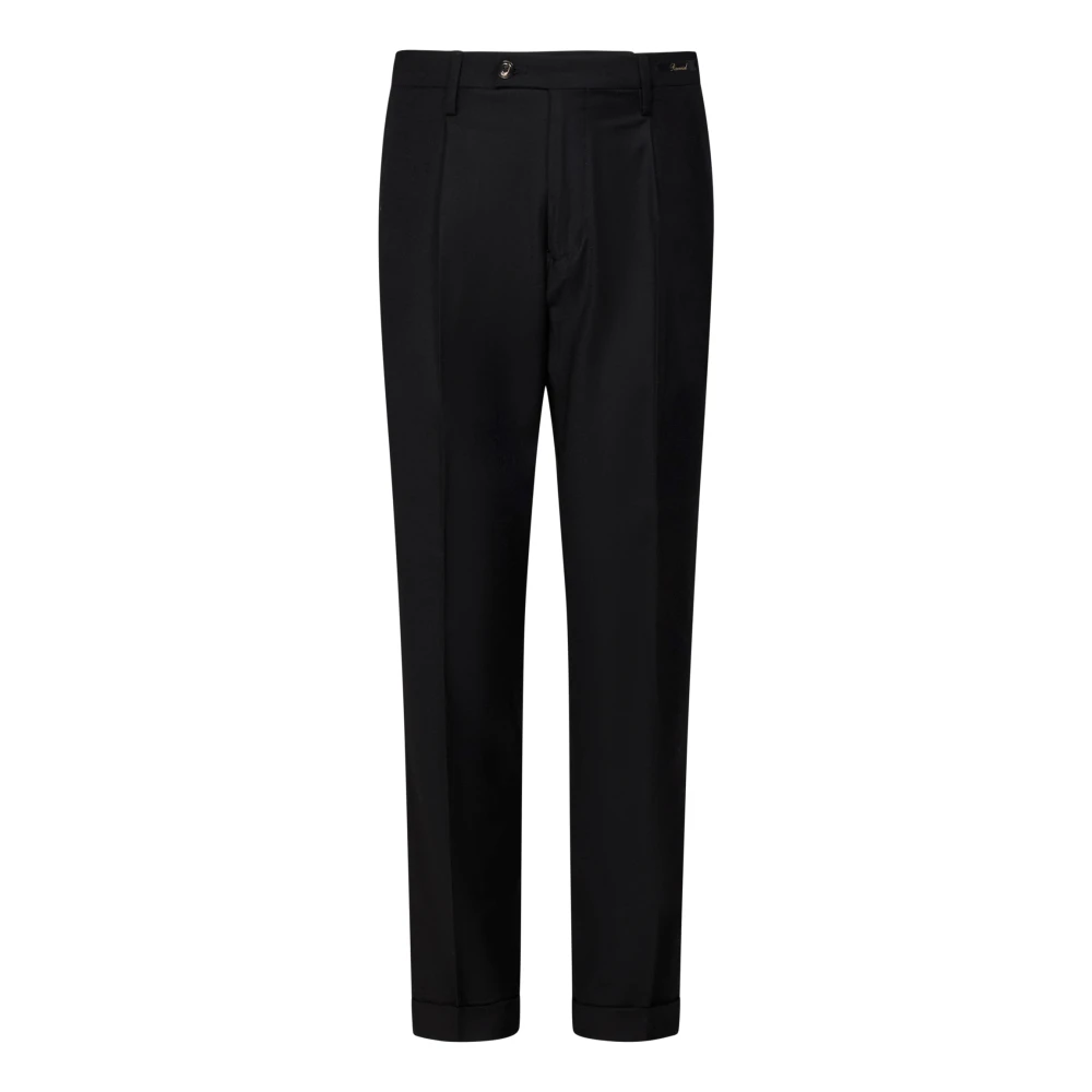 Michael Coal Zwarte Wol Slim-Fit Geplooide Broek Black Heren