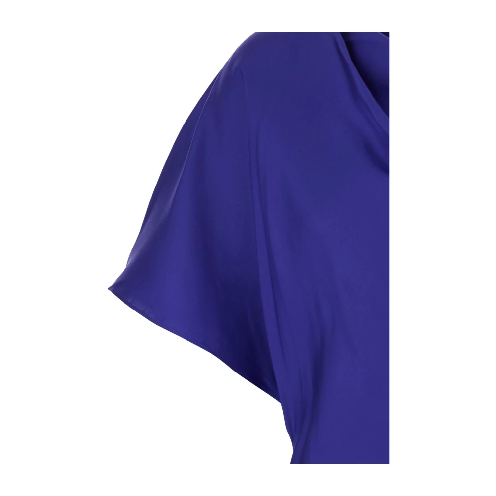 Róhe Blauwe Zijden Gedrapeerde Hoge Hals Jurk Blue Dames