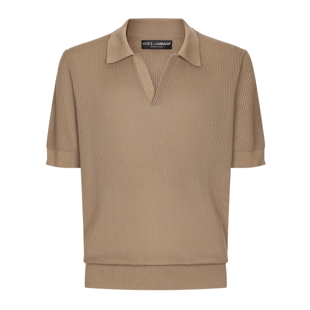 Dolce & Gabbana Men's Brown Polo Shirts, M, Polo Shirt With V-Neck Collar