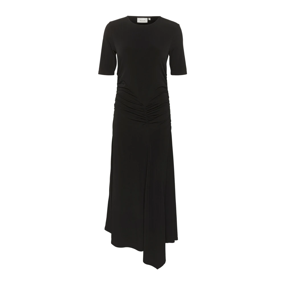 Gestuz Zwarte Gedrapeerde Jurk Black Dames