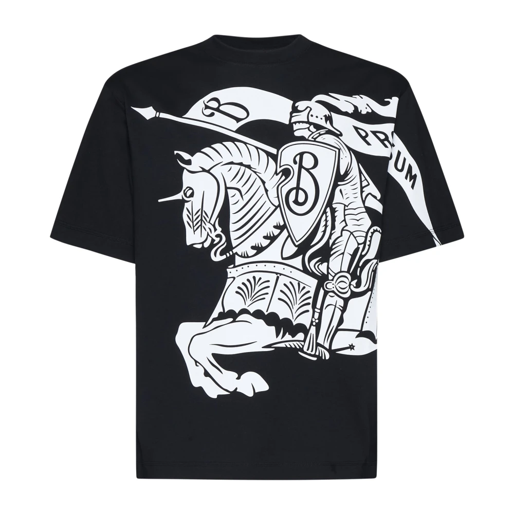 Burberry Men's Black Equestrian Knight Cotton T-Shirt - T-Shirts - S - Tops