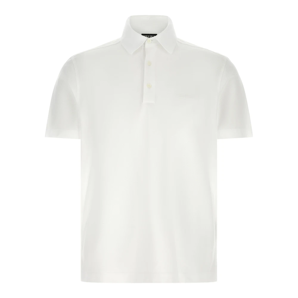 Zegna Men's White Cotton Piquet Polo Shirt - Polo Shirts - 2XL - Tops