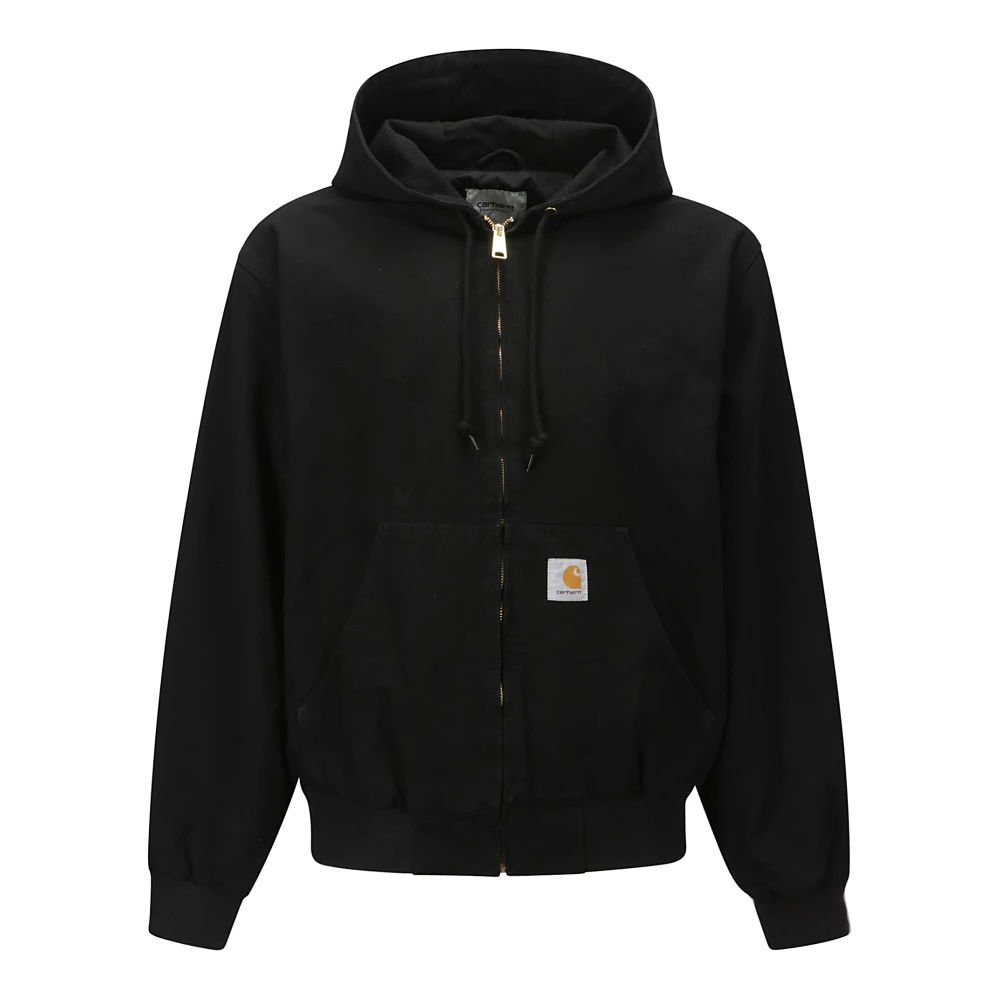 Carhartt Wip Men's Black Hooded Zip-Up Jacket With Kangaroo Pockets - Zip-Throughs - M - Sweatshirts & Hoodies