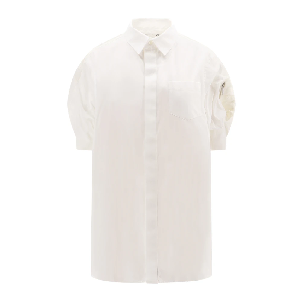 Sacai Witte korte mouwen shirt met verborgen knoopsluiting White Dames