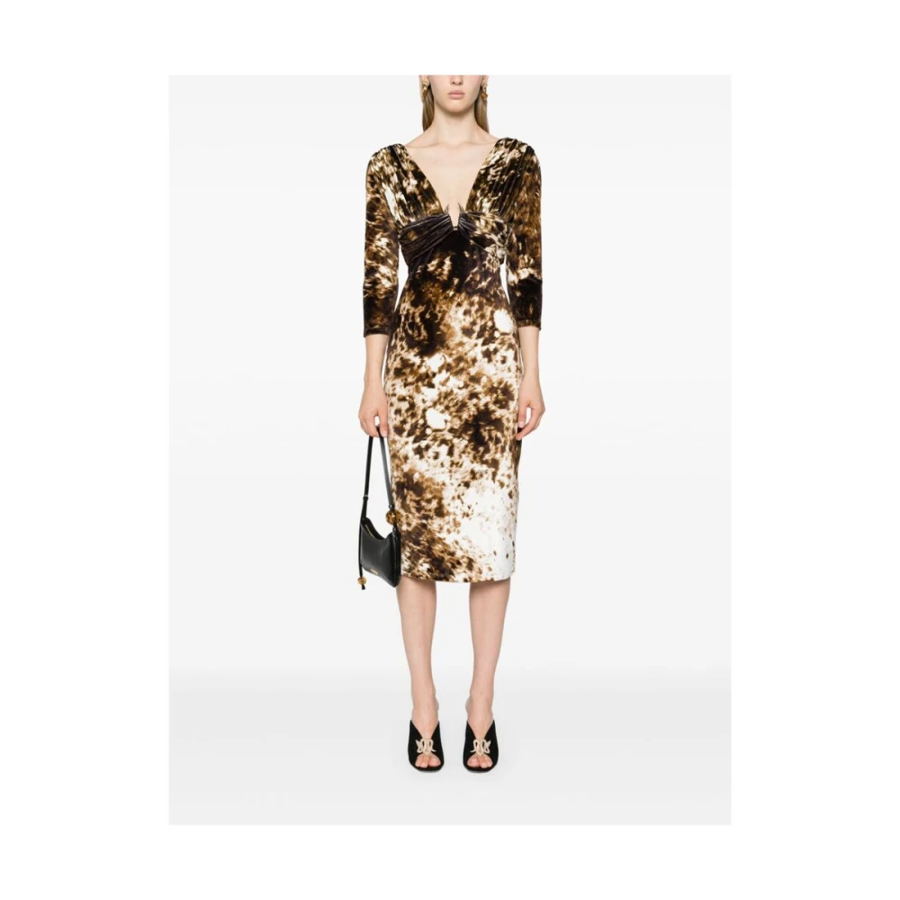 Roberto Cavalli Abstract Pattern V-Neck Jurk Multicolor Dames