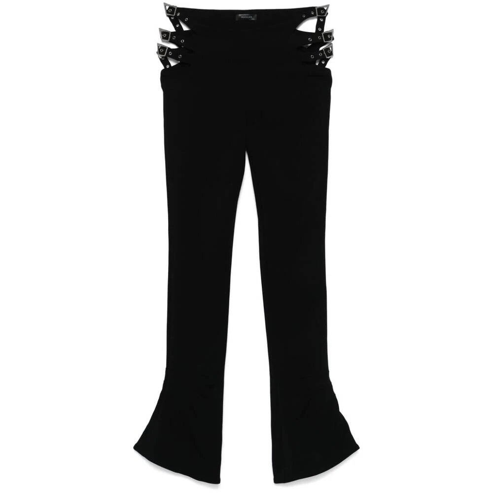 Mugler Zwarte Crepe Flared Broek Black Dames