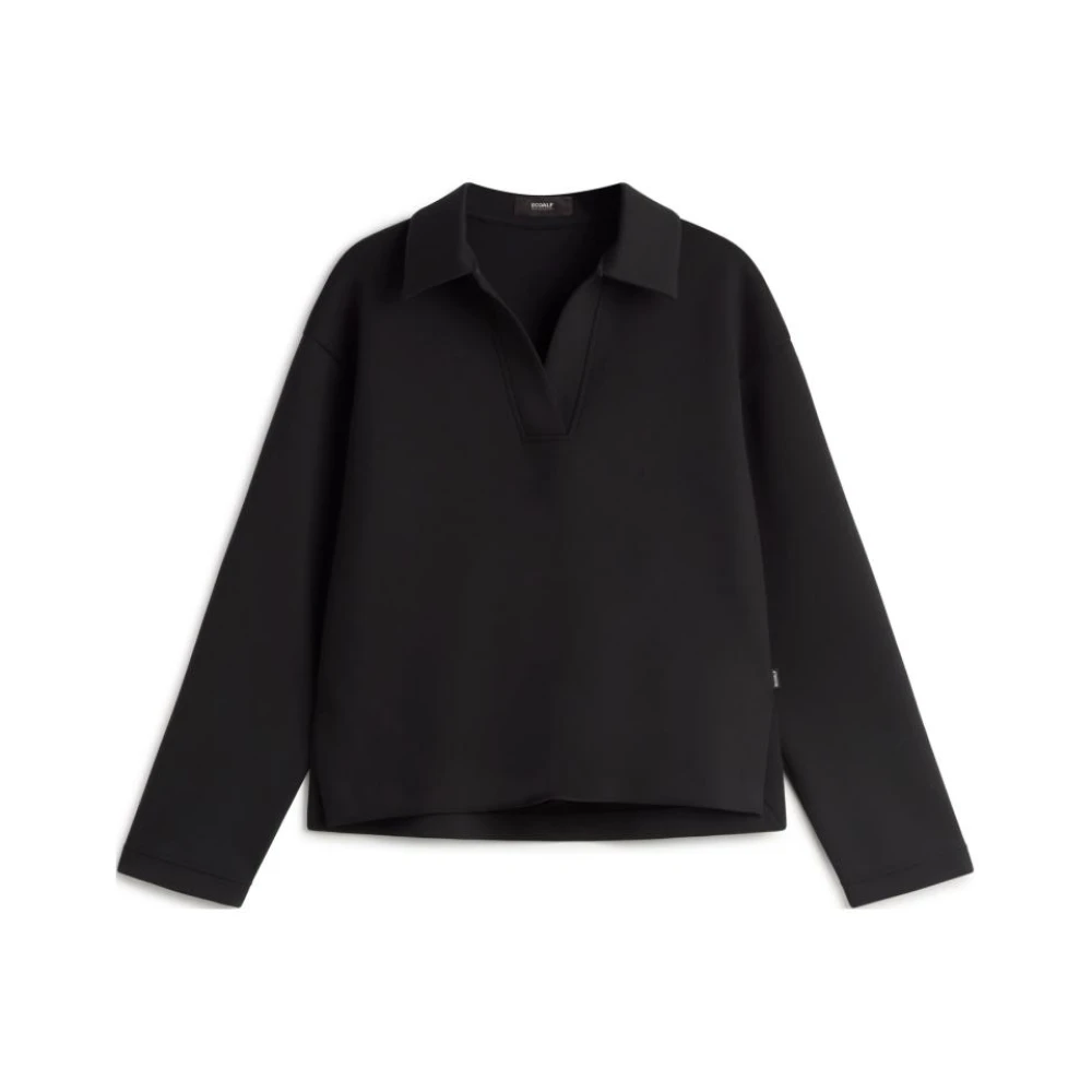 Ecoalf Women's Black Polo Neck Sweatshirt - Polo Shirts - M - Tops