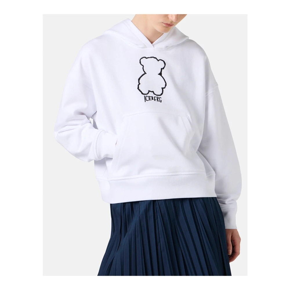 Iceberg Geknipte pasvorm hoodie van wit katoen White Dames