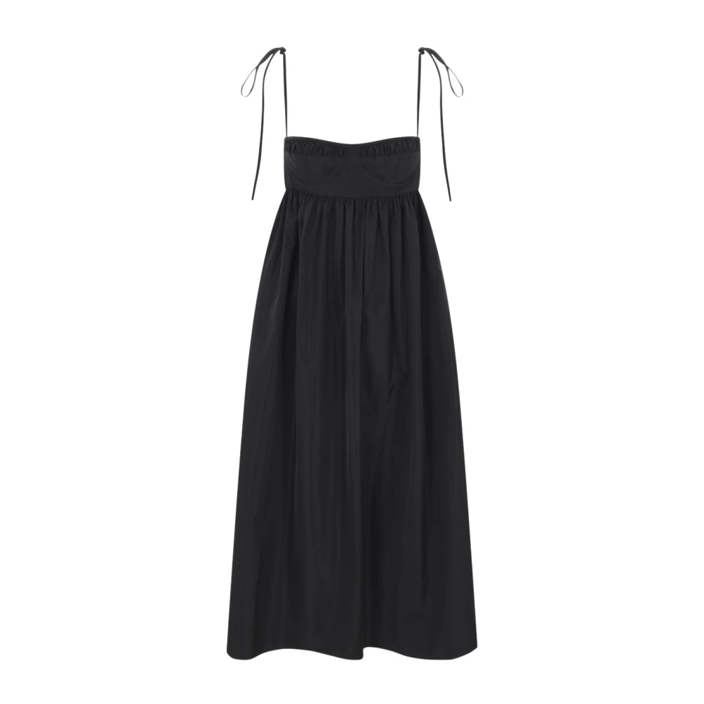 Cecilie Bahnsen Zwarte Taffeta Midi Jurk Black Dames