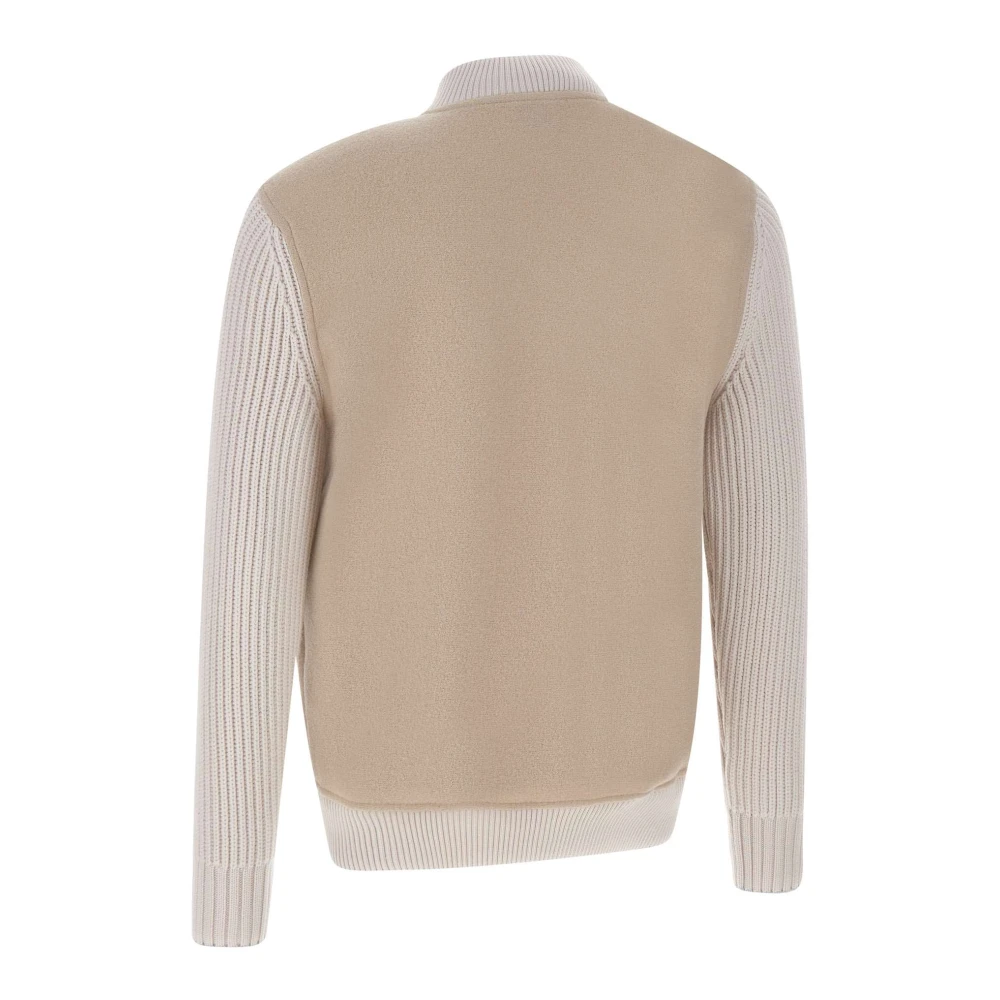Eleventy Wollen Jas Beige Ribgebreid Beige Heren