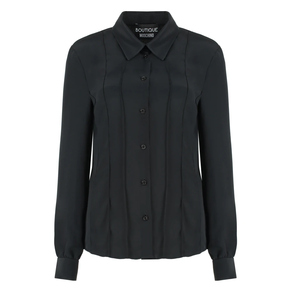 Boutique Moschino Zijden Shirt met Nacre Knopen Black Dames