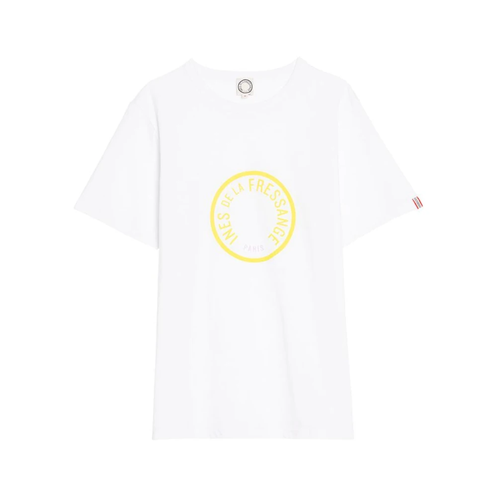 Ines De La Fressange Paris Oscar gul logo T-shirt White, Dam