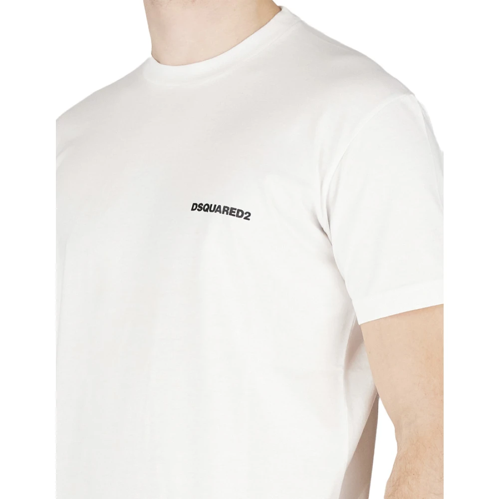 Dsquared2 Wit T-shirt met Zwart Logo White Heren