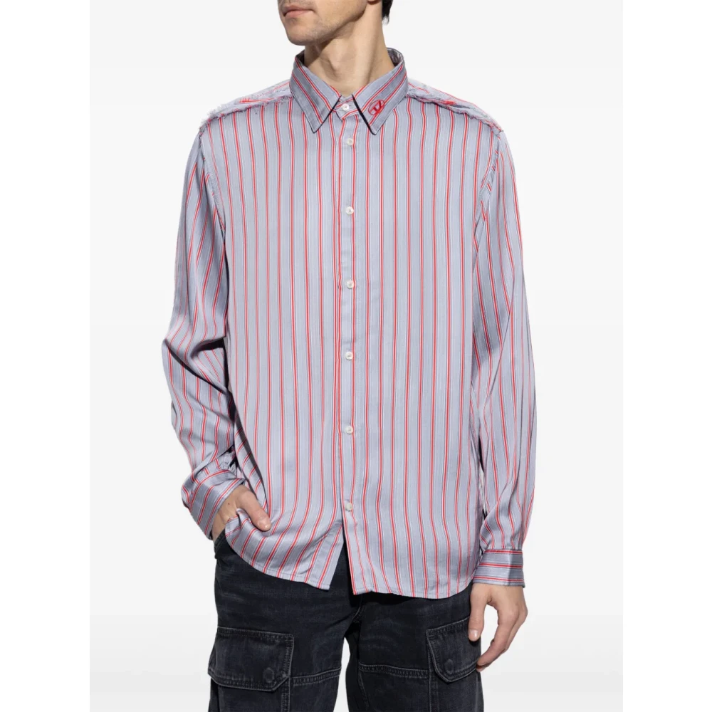 Diesel Blauwe Button-Up Shirt met Logodetail Blue Heren