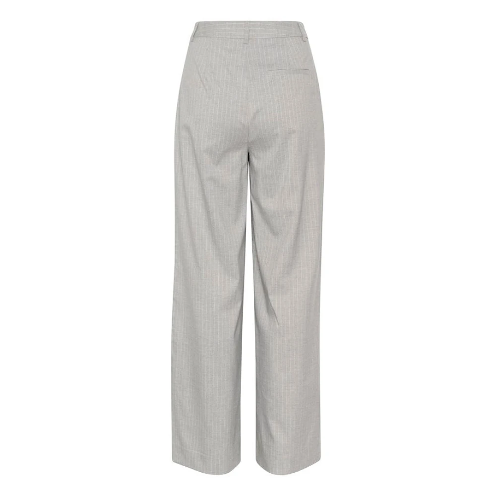 Gestuz Gestreepte Wijde Pijpen Broek Gray Dames