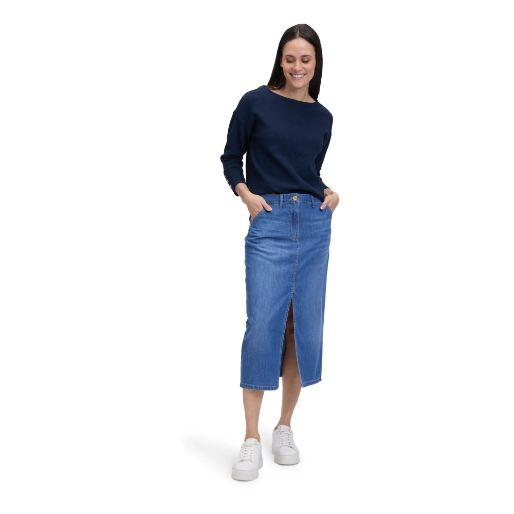 Betty Barclay Modern Oversized Sweatshirt met 3 4 Mouwen Blue Dames