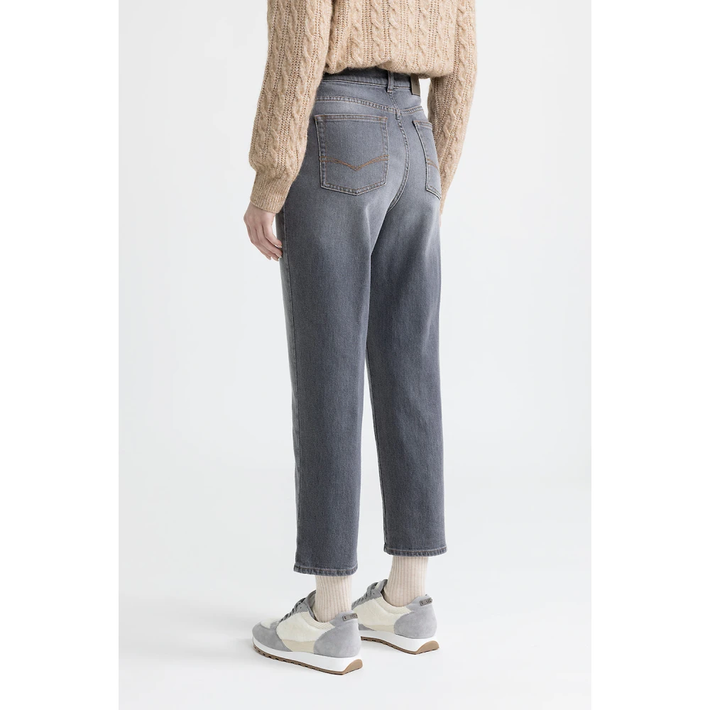 PESERICO Comfortabele katoenen denim jeans Gray Dames