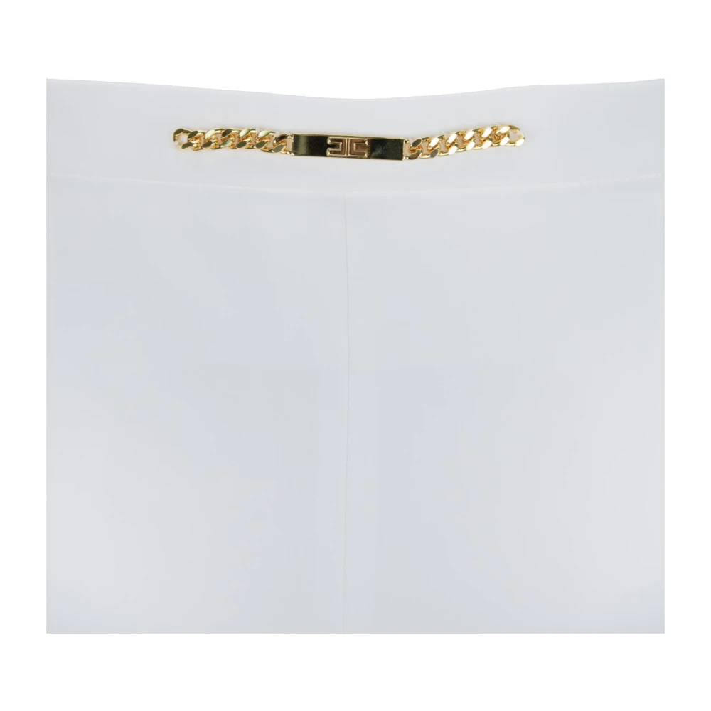 Elisabetta Franchi Gouden Metalen Detail Rits Haak Broek White Dames