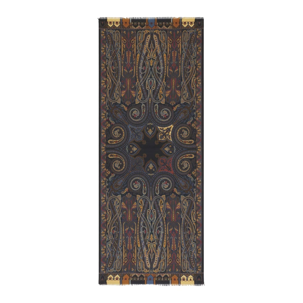 ETRO Paisley Print Wol Zijde Sjaal Multicolor Dames